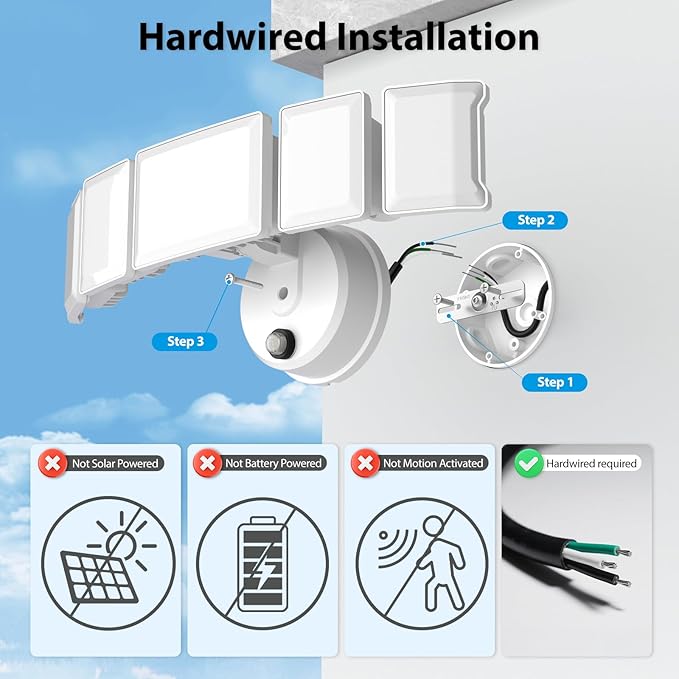 Olafus 100W Dusk to Dawn Flood Lights Outdoor 10000LM 5 Heads LED Security Light with Remote IP65 Waterproof 6500K Exterior Floodlight for Yard Garage Garden White