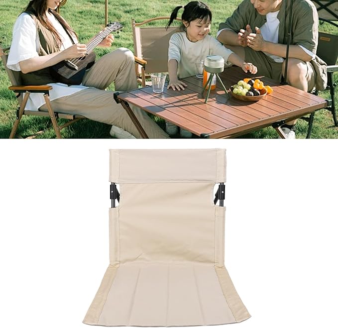 Yosoo Health Gear Portable Folding Floor Chair Adjustable Backrest Breathable 600D Oxford Fabric Lightweight for Beach Camping and Fishing (Khaki)