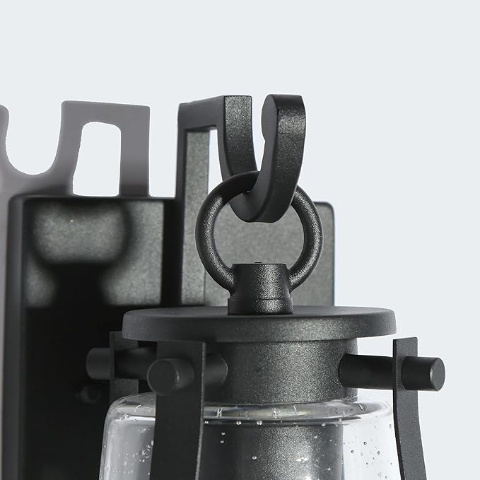 Outdoor Wall Lantern Light Fixture Black Exterior Wall Mounted Sconces with Seeded Glass Farmhouse Anti-Rust Porch Lights for Front Door Garage Entry Porch Patio and Gazebo