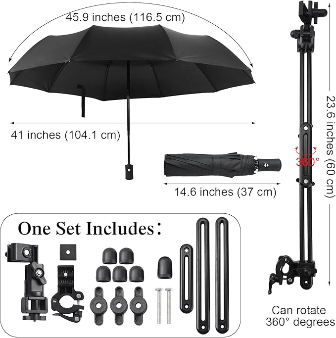 2 Pcs Beach Umbrella with Adjustable Universal Clamp Upf 50+ Automatic Open and Close Windproof Travel Portable Golf Umbrella for Beach Chair Stroller Fishing