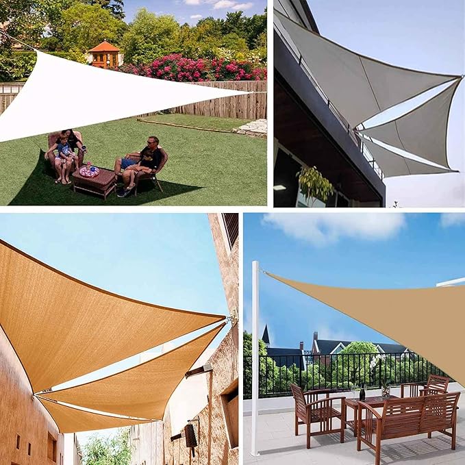 Sunsale Shade Waterproof Triangular Breathable Garden Canopy 98% UV Blocking Patio Sun Shade is durable and tear resistant with free rope perfect for outdoor use