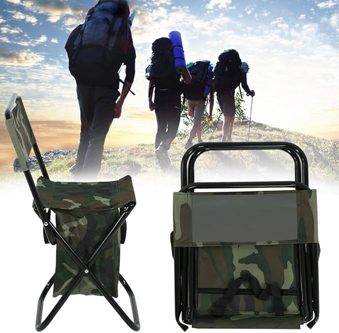 Drfeify Convenient Foldable Outdoor Camping Fishing Chair with Storage Bag Portable Folding Seat for Sports &amp Outdoor Activities