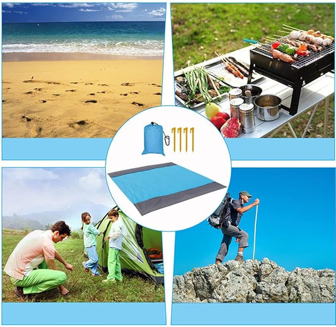 Portable Beach Blanket Sandproof Sandfree Camping Hiking Mat Lightweight Outdoor Travel Pad 78.7x82.7 Inches