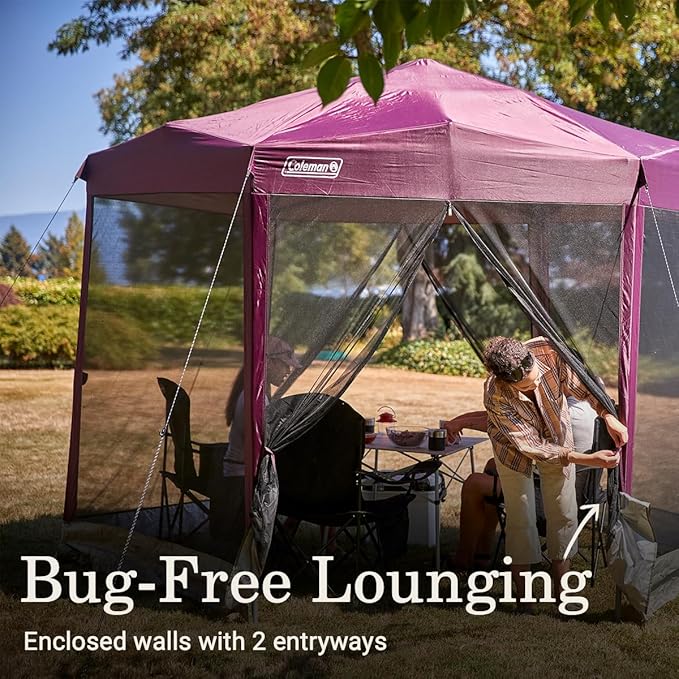 Coleman Back Home Screened Canopy Tent with Instant Setup Outdoor Gazebo for Bug-Free Lounging Fits Over Picnic Tables Ideal for Parties Events Tailgates Dining &amp More