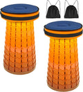 2 Pack Upgraded Folding Stool 19.7 Collapsible Stool Height Max Weight 1000lbs Portable Telescoping Seat with Cushion and Storage BagRetractable Folding Chair for Camping Hiking Outdoor BBQ-Orange