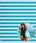 Plush Microfiber Beach Blanket Extra Large Beach Mat for 3-6 Persons Sandproof Windproof | Hole for Umbrella Corner Sand Pockets to Fight Wind (Bag for Blanket Included)