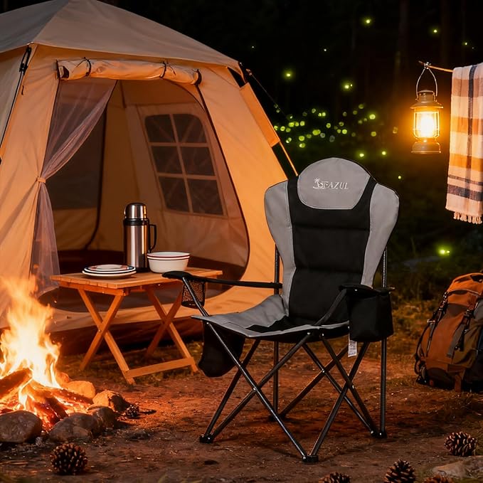 Camping Chairs for Adults Heavy Duty Camping Chairs 2 Pack Folding Chairs for Outside Support 380 LBS Portable Travel Outdoor Camp Chair with Cup Holder &amp Cooler Bag Sports Chairs for Basebal