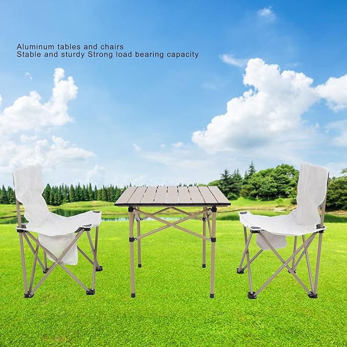 Lightweight Folding Aluminum Alloy Camping Table and Chairs Set with Storage Bags for Outdoor Camping