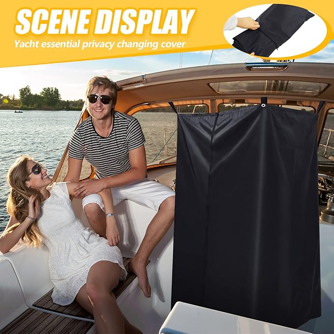 Boats Privacy Curtain Changing Room with Bag Portable Privacy Tent Easy Up Pontoon Enclosure Partition for Pontoons Boat Hanging Tent 27 W x 30 D x 72 H(Black)