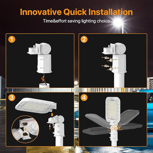 150W LED Parking Lot Light 22500LM Outdoor Light with Dusk to Dawn Photocell Adjustable Slip Fitter Mount 5000K IP65 100-277V Commercial LED Shoebox Light for Outdoor(White)