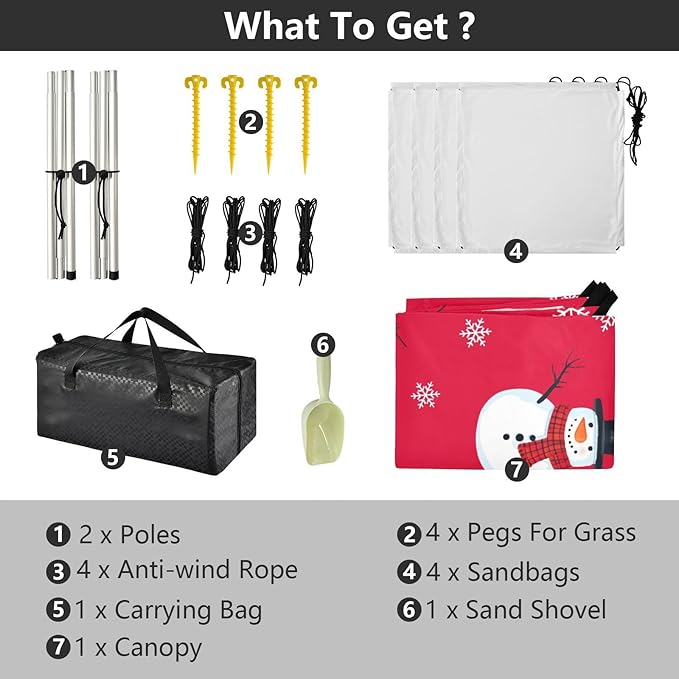 Christmas Snowman SnowflakeCamping Sun Shelters 9.2 x 10.5 FT Beach Canopy Tent Sun Shade with Carrying Bag for Camping Trips Fishing Backyard Fun or Picnics 21341658