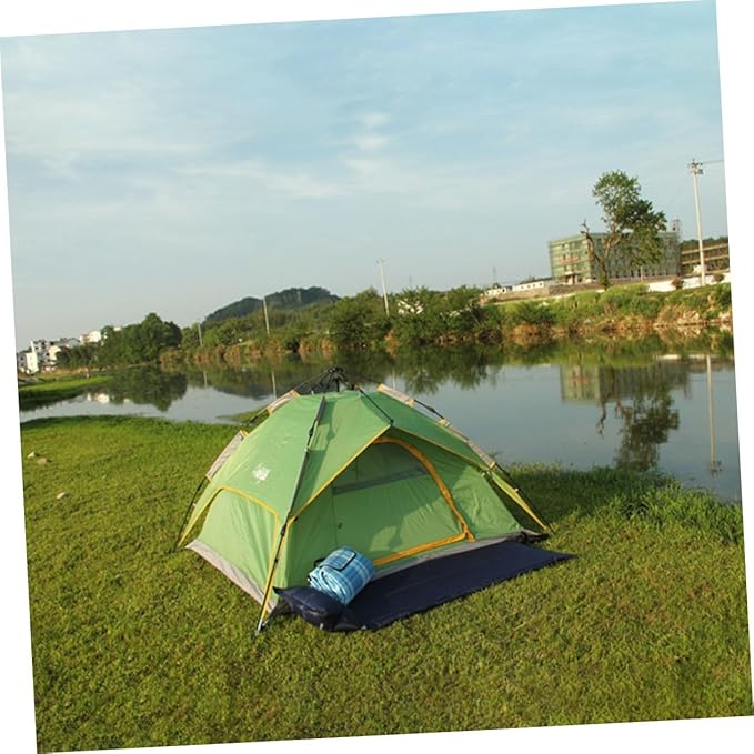 Portable Inflatable Camping Sleeping Pad with Pillow Wear Resistant Lightweight Mat for Outdoor Hiking Picnic Tent Use Warm Insulation Convenient Design for Single Person