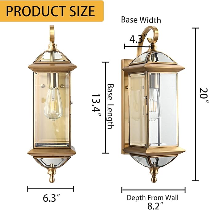 Large Outdoor Wall Lights 20Inch Copper Exterior Light Fixture Waterproof Wall Lantern Oil Rubbed Brass Porch Light Sconces for Porch &amp Patio Garage Entryway