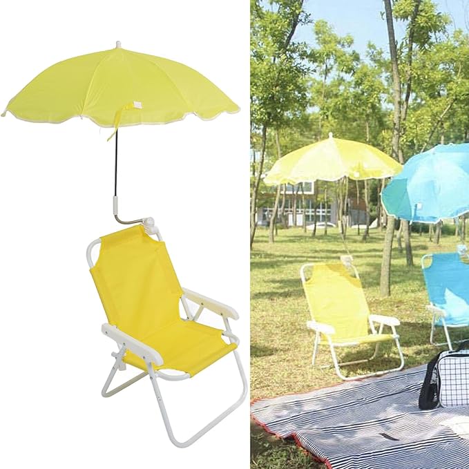 Low Beach Chair with Sun Umbrella Folding Camping Chair with Canopy Shade for Kids Adults Portable Children Camping Chairs Lawn Chair with Umbrella for Picnics Vacations