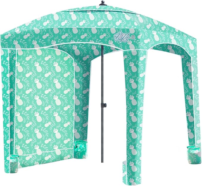 Qipi Beach Cabana - Easy to Set Up Canopy Waterproof Portable 6' x 6' Beach Shelter Included Side Wall Shade with UPF 50+ UV Protection Ultimate Sun Umbrella - for Kids Family &amp Friends