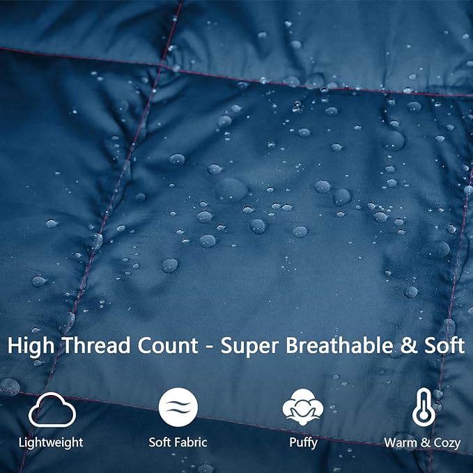 Mini Camping BlanketLightweight Puffy Blanket Packable Down Alternative Throw Blanket Waterproof Windproof for Outdoors Travel Beach Airplane Hiking