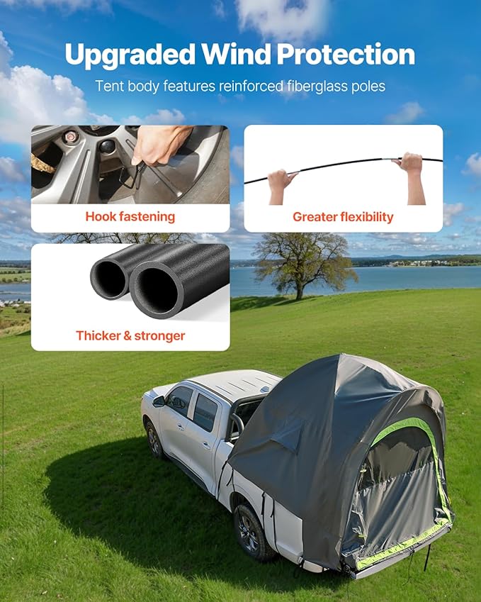 VEVOR SUV and Pickup Truck Camping Tents Waterproof Double Layer Design with Carry Bag Accommodates 2-9 Persons for Outdoor Activities