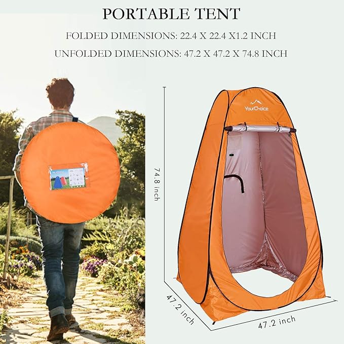 Your Choice Pop Up Privacy Shower Tent 3.9 x 3.9 x 6.2FT Portable Camping Changing Room Instant Setup Outdoor Shelter with Silver Coating Vent Window &amp Carry Bag for Beach Hiking &amp RV | Po