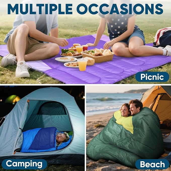 PTEROMY Sleeping Bags for Adults Lightweight and Machine Washable Water Resistant Backpacking Camping Sleeping Bag for Warm Cold Weather Camping Essentials for Hiking Travel