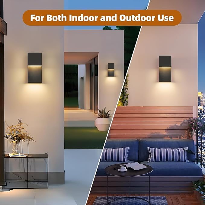 tewei Modern LED Outdoor Wall Sconce 20W Exterior Lighting Fixtures Black Outside Lights for House Integrated LED Outdoor Wall Mount Lights for Front Porch Garage Warm White 3000K 2 Pack