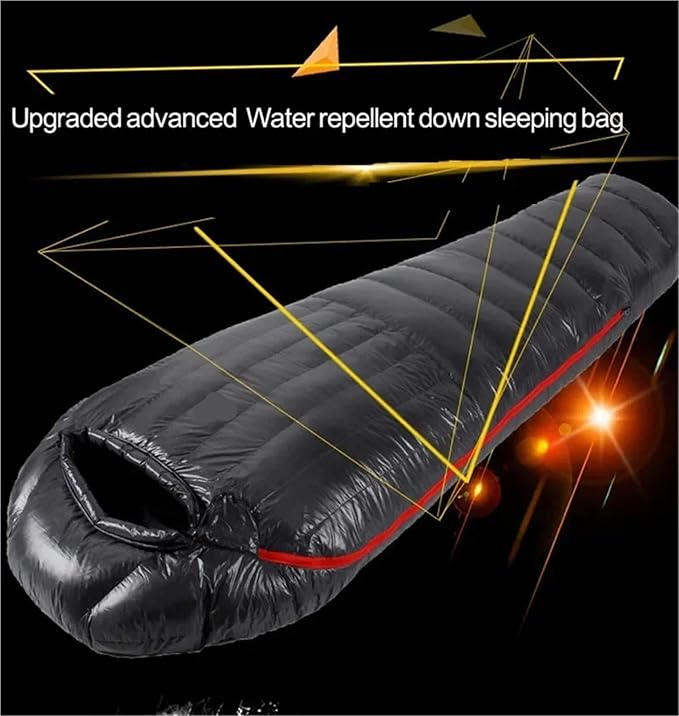 Upgraded Water-Repellent Goose Down Sleeping Bag – Premium Winter Camping &amp Glamping Gear