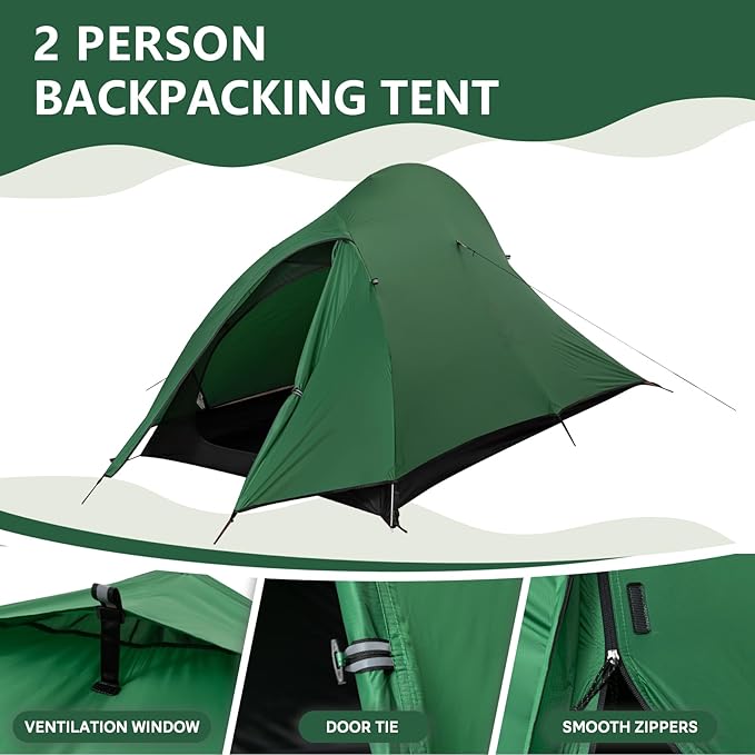 1-2 Person Lightweight Backpacking Tent - Waterproof Tent for 3 Season Ultralight Camping Tent for Outdoor Easy Setup for Sports Hiking Travel by Croosseoutdoors