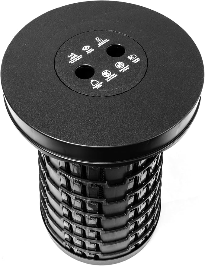 ASR Outdoor Portable Telescoping Collapsible Stool with Carry Handle Outdoor Camping Gear Black (17.75 Inch Fully Extended)
