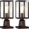 Dusk to Dawn Outdoor Post Lights with Pier Mount Base 2-Pack Modern Lamp Post Light Fixture Waterproof Pole Lights Outdoor Column Lights Exterior Post Lantern with Clear Glass for Garden Patio Brown