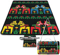 Swedish Dala Horse Folk Seamless Pattern Waterproof Outdoor Picnic Blanket Sandproof Beach Mat for Camping Hiking Grass Travelling