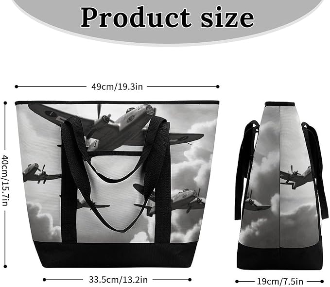 Insulated Shopping BagLarge Reusable Cooler Bags World War Printed Foldable Shopping BagTravel Waterproof Shoulder Bag