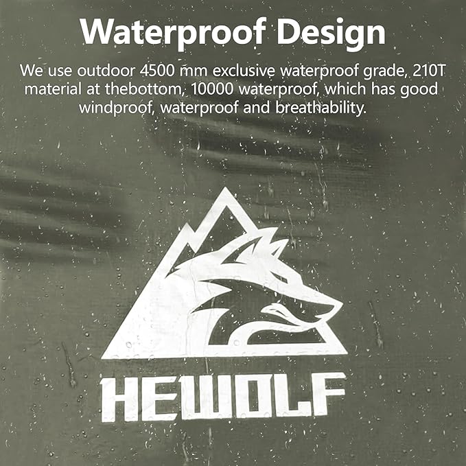 Hewolf 2/3/4 Person Camping Tent - Instant Pop Up Waterproof 2 Doors Tent with Easy Setup | 3-Season Hexagonal Dome Design for Family Hiking &amp Traveling