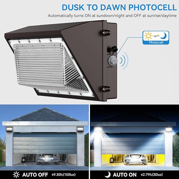 8 Pack 160W LED Wall Pack Light with Dusk to Dawn Photocell 25600LM 6000K Daylight IP65 Waterproof Wall Pack Lights Outdoor LED [Eqv. 1200W HPS/HID] for Parking Lot Warehouse Yard AC120-277V