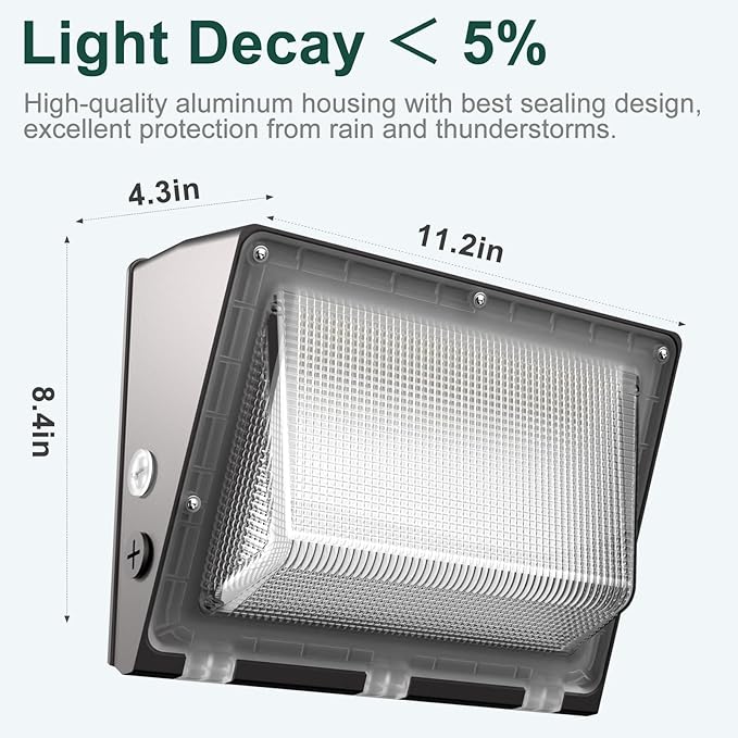 150W LED Wall Pack Lights 100-277v Dusk to Dawn with Photocell 22500Lm 5000K Daylight IP65 Waterproof Outdoor Exterior Lighting Energy Saving ETL | 5-Year Warranty(Height:10~20ft)-10Pack