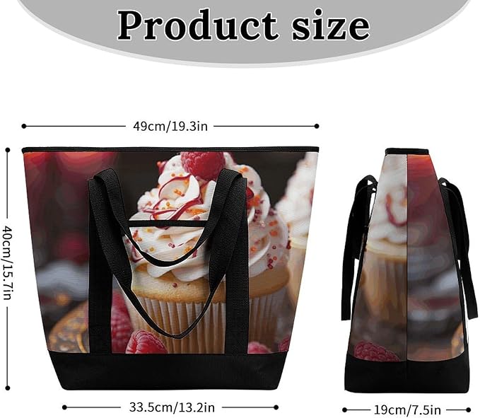 Insulated Shopping BagLarge Reusable Cooler Bags Cupcake Dessert Printed Foldable Shopping BagTravel Waterproof Shoulder Bag