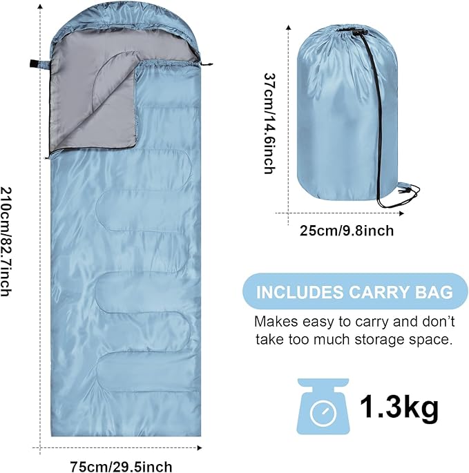 Tudomro Camping Sleeping Bag for Adults Lightweight Packable Waterproof Camping Gear Equipment to Keep Warm for Outdoor Backpacking Hiking Travel