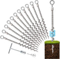 12 Pcs 14 Ground Anchors Screw in Non-Rust Cast Aluminum Detachable Tent Stakes for Camping Tents Sand Trampoline Swing Sets and Sheds
