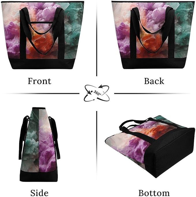 Insulated Shopping BagLarge Reusable Cooler Bags Colorful Printed Foldable Shopping BagTravel Waterproof Shoulder Bag