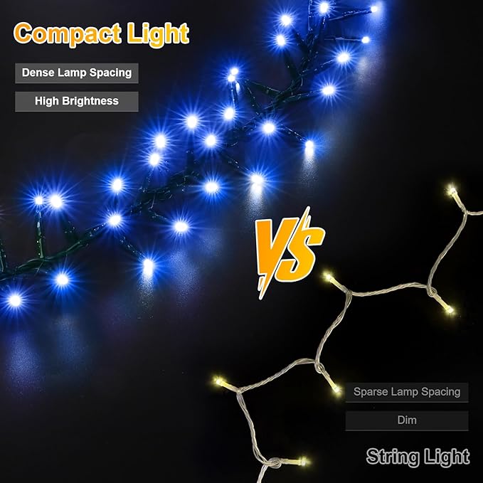 LAMPHOME 500 LED String Lights Outdoor 11 Modes Plug in Twinkle Fairy Lights for Bedroom 46ft 500LED Christmas Lights Cluster Lights Outdoor Waterproof -Blue