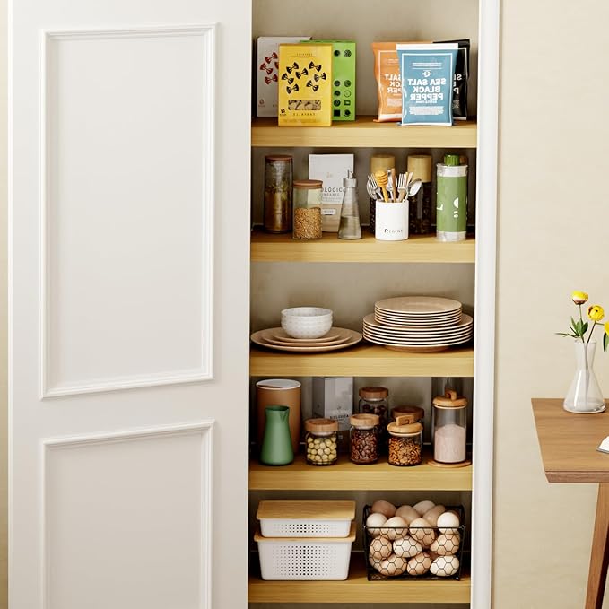 6 PCS Wire Rack Covers for Pantry Wood Grain 30''W * 16''D(Ready to Use) Faux Wood Shelf Covers for Wire Shelving Rustic Closet Shelves Covering Toppers for Pantry Bathroom Kitchen Garage