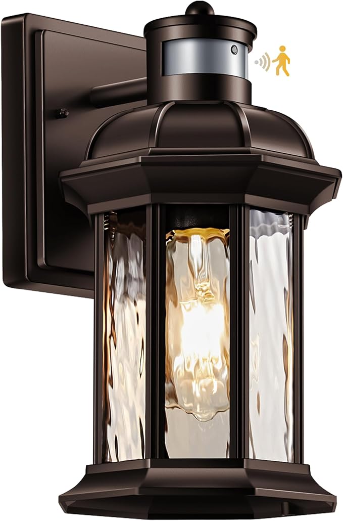 VIANIS Motion Sensor Outdoor Garage Lighting Fixtures Farmhouse Oil Rubbed Bronze Exterior Wall Light Wall Mount for House Anti-Rust Waterproof Outdoor Sconce Lights for Front Porch Patio