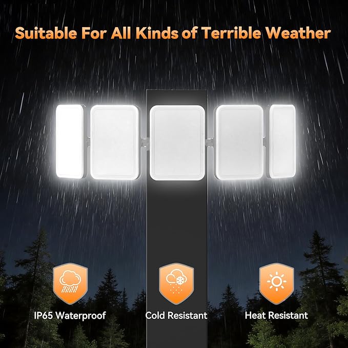 SOLLA 500W 2026 Plus New Upgraded LED Flood Light Outdoor 50000LM 6000K Daylight White Stadium Lights IP65 Waterproof 3 Heads Adjustable Outdoor Floodlight for YardsDriveway GarageBarn