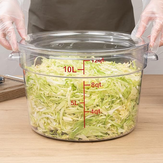 Restaurantware-LID ONLY: Met Lux Food Storage Container Lid 1 Round Marinating Container Lid - Containers Sold Separately With Date Indicator Clear Plastic Lid Dishwashable Freezable