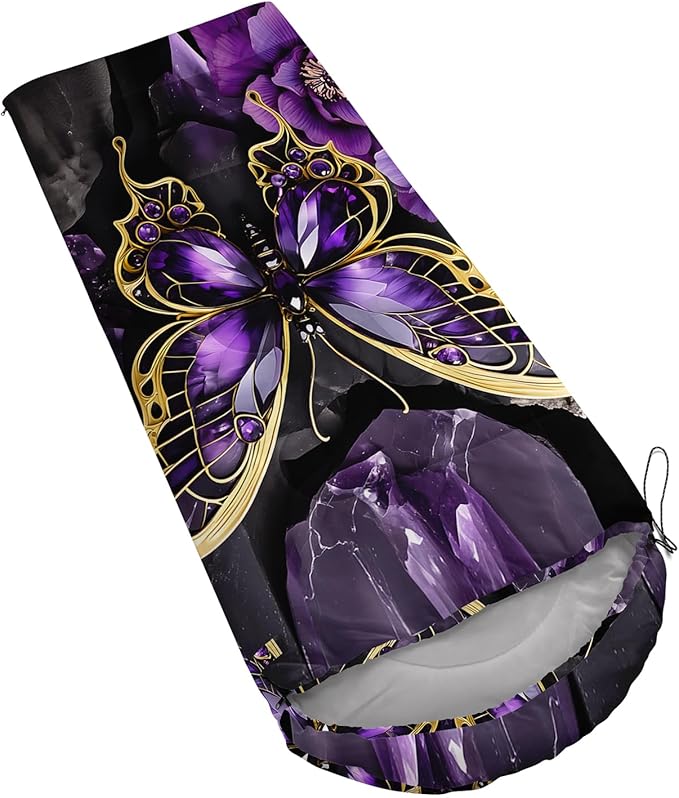 AILONEN Kawaii Panda Sleeping BagsLightweight &amp Waterproof3 Season Warm &amp Cool WeatherDreamy Purple Flower Animal Themed Sleeping Bags for BoysGirlsKidsAdults TravellingOutdoors