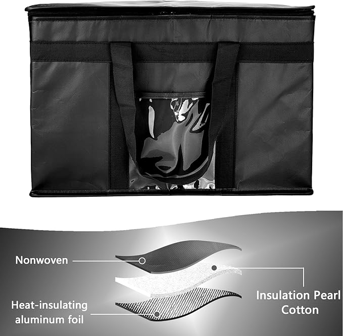 Yalin XXXL Large Insulated Cooler Bag Styrofoam Cooler of Keep Food Hot or Cold Reusable Double Zipper Food Delivery Bag for Grocery Shopping 23 W x 15 H x 14 D
