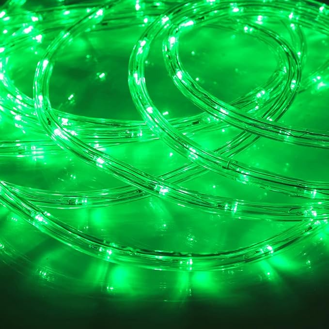 50ft 360 LED Waterproof Rope Lights 110V Connectable Indoor Outdoor Green Led Rope Lights for Deck Patio Pool Camping Bedroom Decor Landscape Lighting and More (Green)