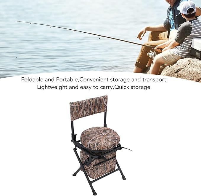 Yosoo 360 Degree Swivel Camping Chair Compact Lightweight Design Fishing Stool Foldable Chair with Fashion Pattern Ideal for Outdoor Activities Foldable Portable Chair