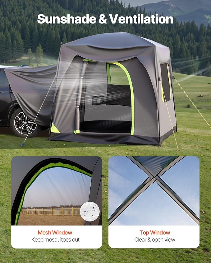 VEVOR SUV and Pickup Truck Camping Tents Waterproof Double Layer Design with Carry Bag Accommodates 2-9 Persons for Outdoor Activities