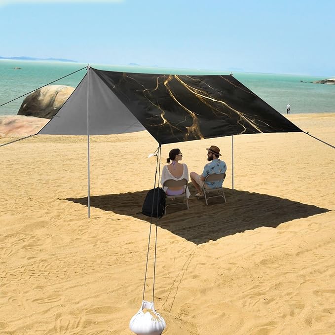 Marble PrintCamping Sun Shelters 9.2 x 10.5 FT Beach Canopy Tent Sun Shade with Carrying Bag for Camping Trips Fishing Backyard Fun or Picnics 21341094
