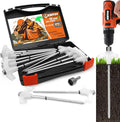 12 Pack Tent Stakes Heavy Duty - 8 Ground Anchors Screw in - Camping Stakes with Grow in The Dark Heads - Metal Threaded Tent Spikes with Hex Head Driver and Storage Box