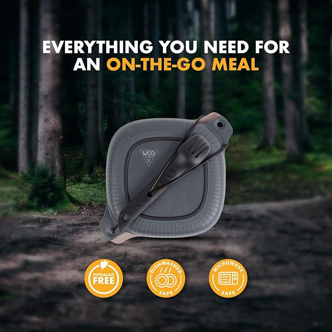 UCO 6-Piece Camping Mess Kit with Bowl Plate Collapsible Cup and Switch Camping Spork